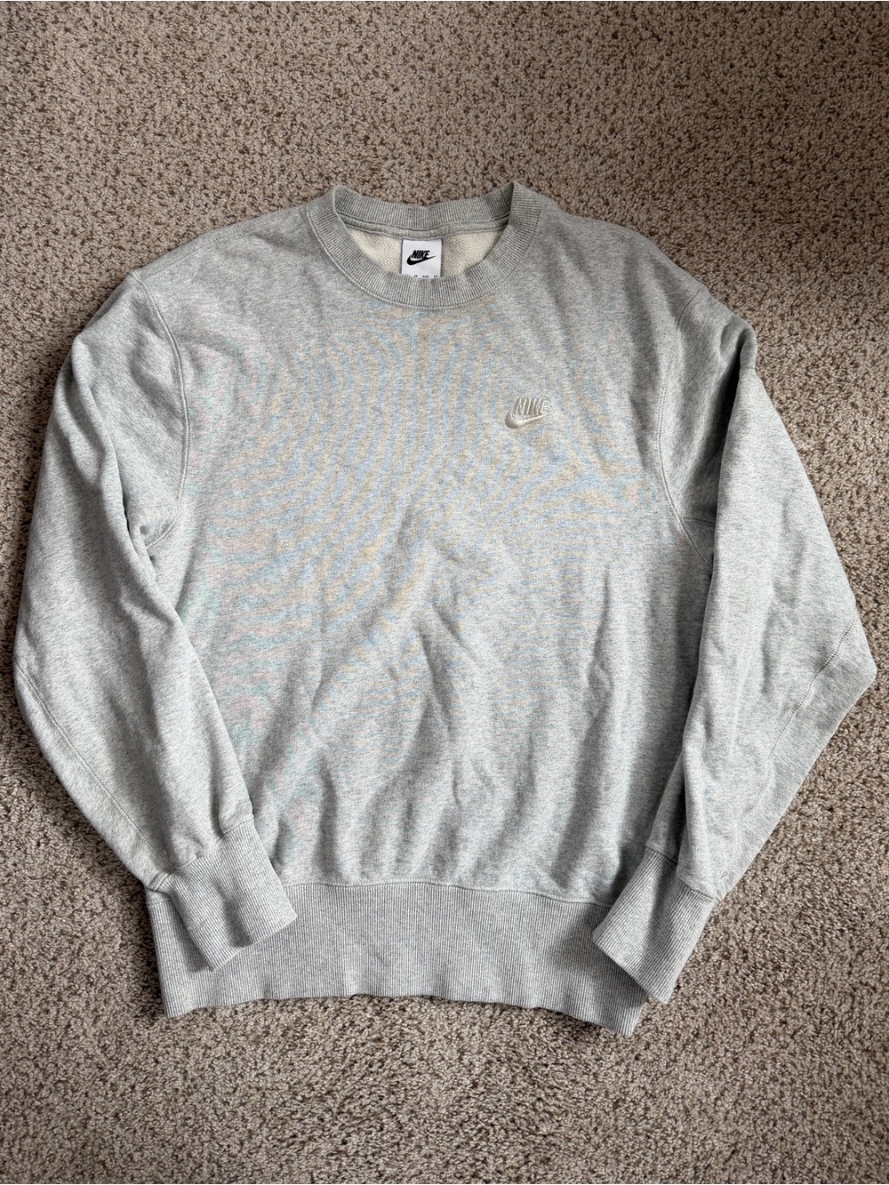 Nike Pullover Sweatshirt French Terry Crew Gray XS Cotton